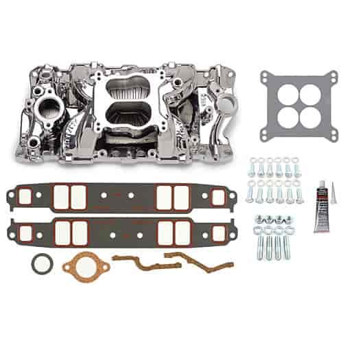 Performer Air-Gap Small Block Chevy Intake Manifold Endurashine with Installation Kit