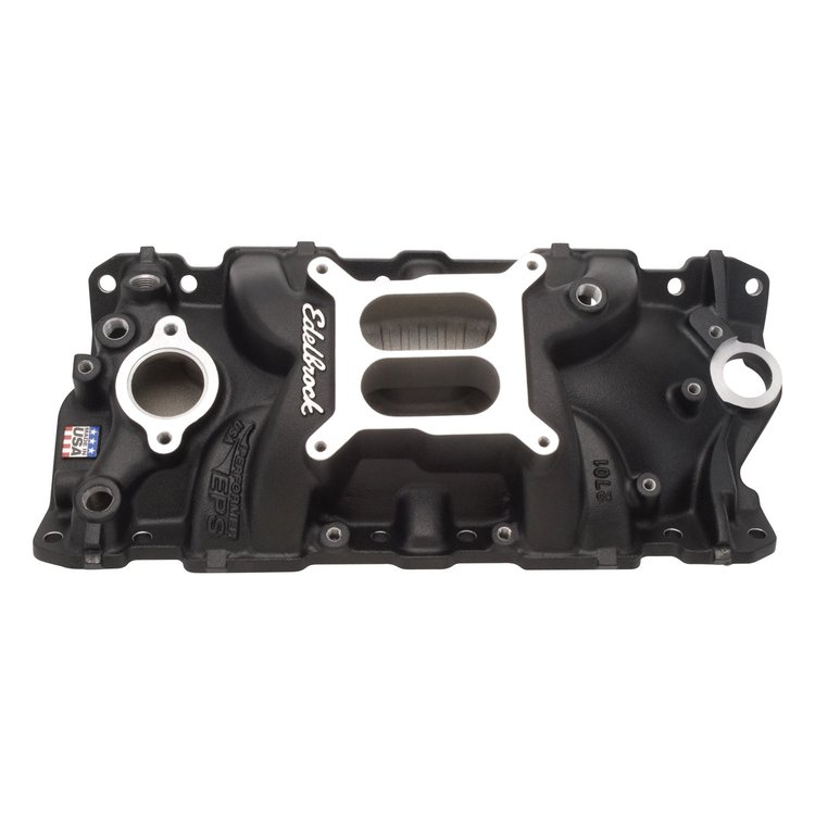 Performer EPS Black Intake Manifold for Small Block Chevy