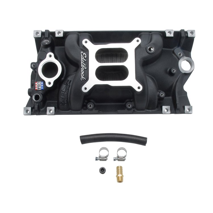 Performer EPS Vortec Black Intake Manifold Black for Small Block Chevy