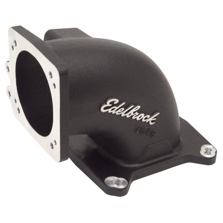 High Flow Intake Elbow for 95mm Throttle Body to 4150 Square-Bore Flange in Black Powder Coated Finish