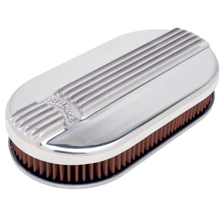 Small Oval Cast Aluminum Air Cleaner Single 4-barrel Carburetor with Polished Finish