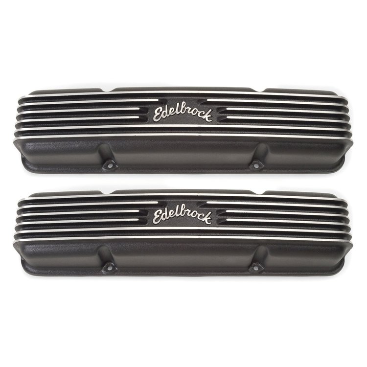 Classic Series Tall Aluminum Valve Covers for 1959-1986 Chevrolet 262-400 [Black]