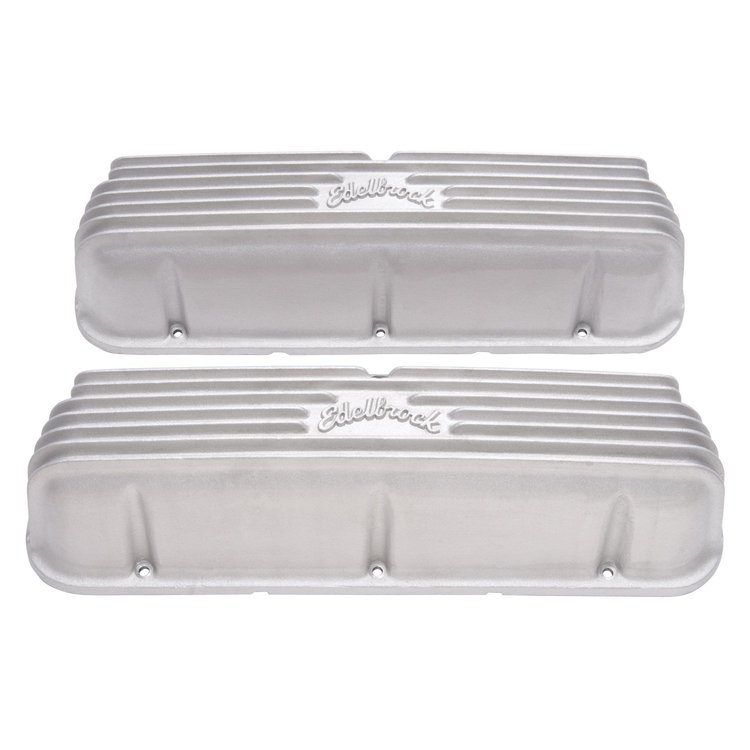Classic Finned Valve Covers for 1962-1995 Small Block Ford 221-351W with Satin Finish