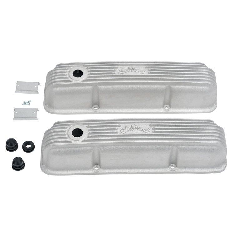 Classic Finned Valve Covers for 1958-1976 Ford FE with Satin Finish