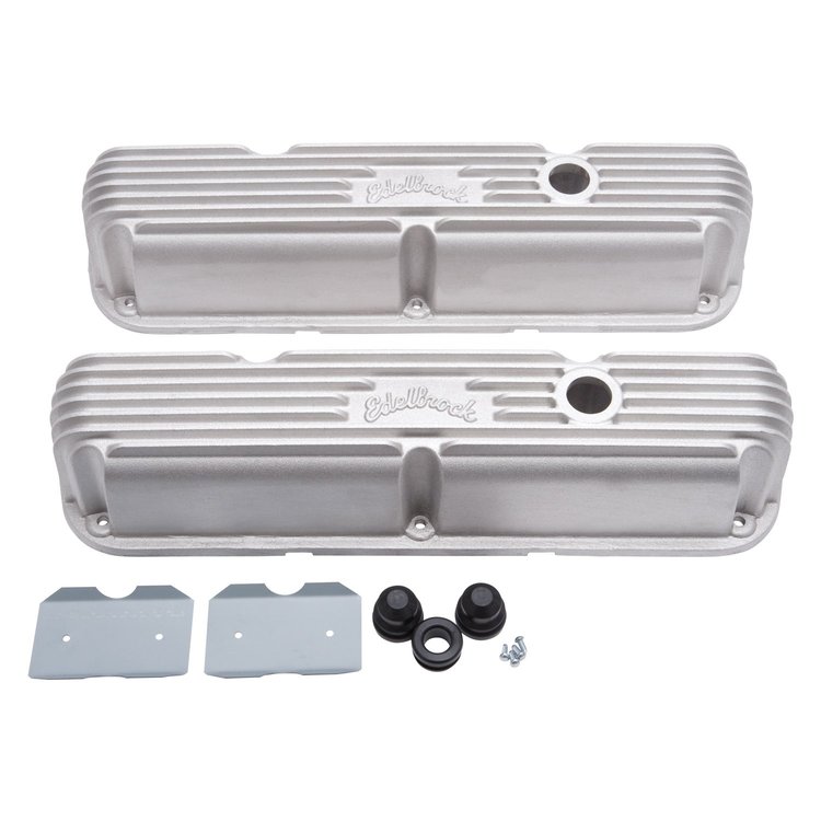 Classic Finned Valve Covers for Small Block Chrysler 318-360 LA Series with Satin Finish