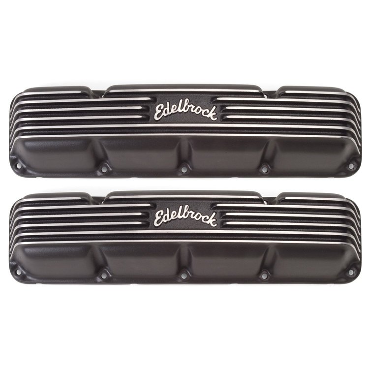 Classic Finned Valve Covers for 1967-1991 AMC/Jeep 290-401 V8 with Black Powder Coated Finish