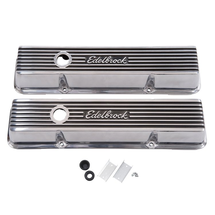 Elite II Aluminum Valve Covers for 1959-1986 Chevrolet 262-400 [Polished and Gloss Black]