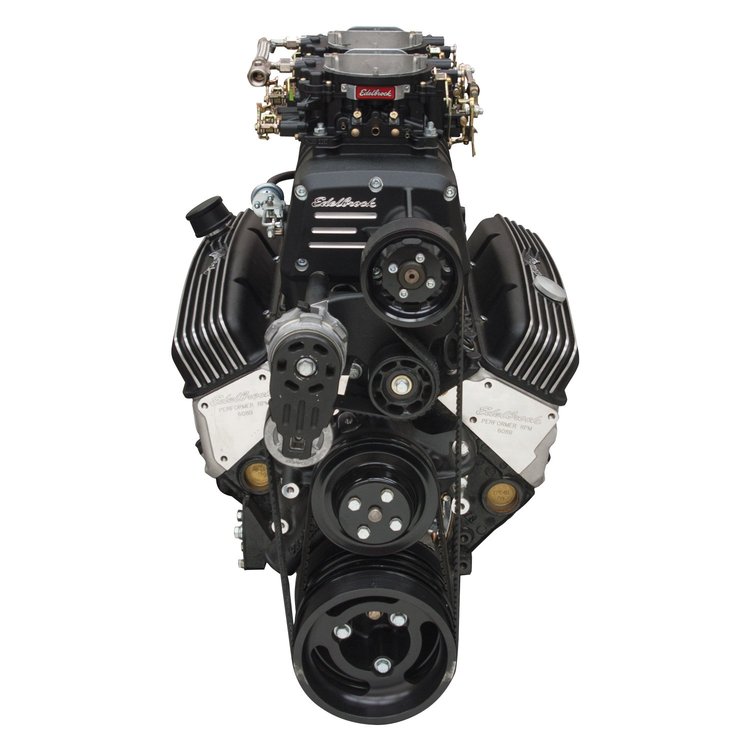 E-Force RPM Supercharged Small Block Chevy 350 Black Crate Engine Carbureted