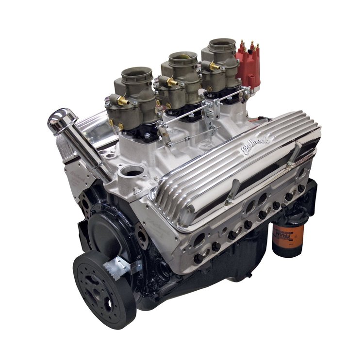 Performer Small Block Chevy 350ci / 310hp Crate Engine with C-357-B Manifold & Triple Edelbrock 94 Series Carburetors