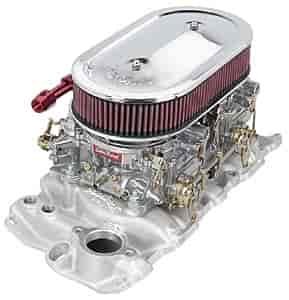 Intake/Dual Quad Carb Kit for Small Block Chevy with Polished Finish