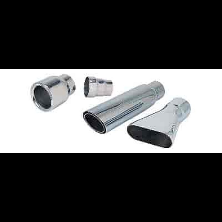 Inlet: 2-1/4" Body: Angle Cut Round, Chrome