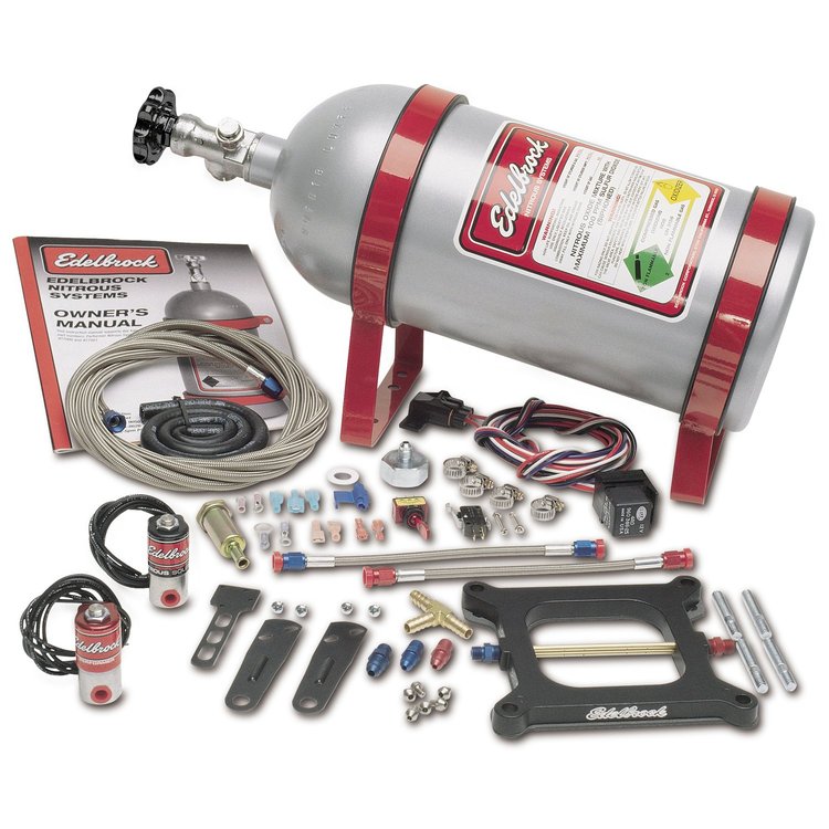 Performer Single Stage Nitrous Kit for 4150 Squar-bore Carburetor with Silver Powder Coated Bottle