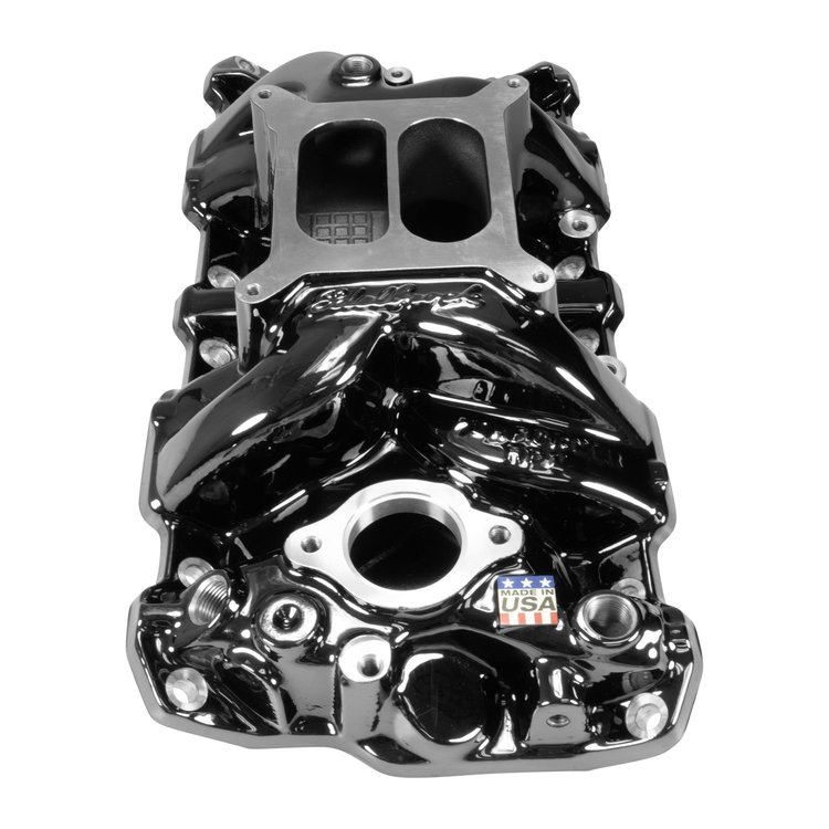 7101-BP Performer RPM Intake Manifold for Small Block Chevy [Black Plasma]