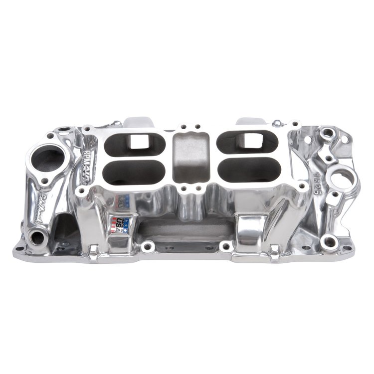 Performer RPM Air Gap Intake Manifold Intake Manifold Dual Quad, 1500-6500 rpm Polished Finish