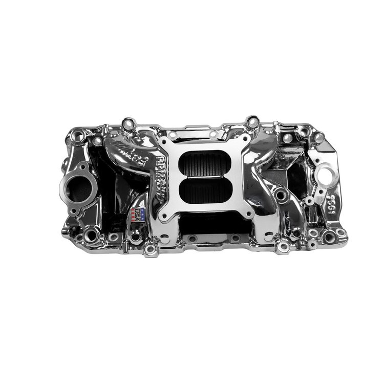 7561-CP RPM Air-Gap Intake Manifold for Big-Block Chevy Oval Port [Chrome Plasma Finish]