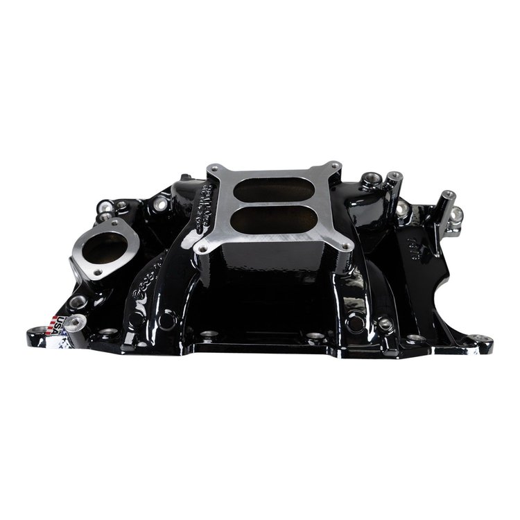 7576-BP RPM Air-Gap Intake Manifold for Small Block Chrysler 340-360 ci [Black Plasma Finish]