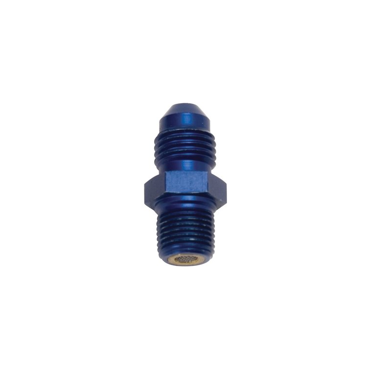 High Pressure Nitrous Filter Fitting Straight 4AN x 1/8" NPT in Blue