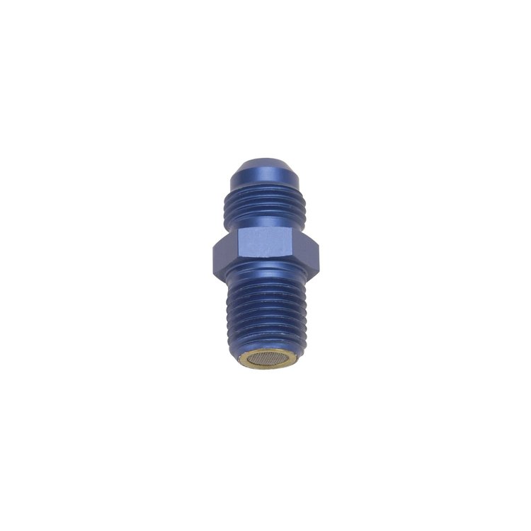 High Pressure Nitrous Filter Fitting Straight 6AN x 1/4" NPT in Blue