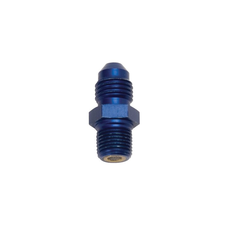 High Pressure Nitrous Filter Fitting Straight 4AN x 1/4" NPT in Blue