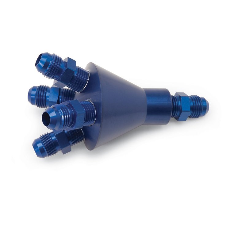 Billet Aluminum Nitrous Block Fitting Anodized Blue with One-Inlet and Four-Outlets