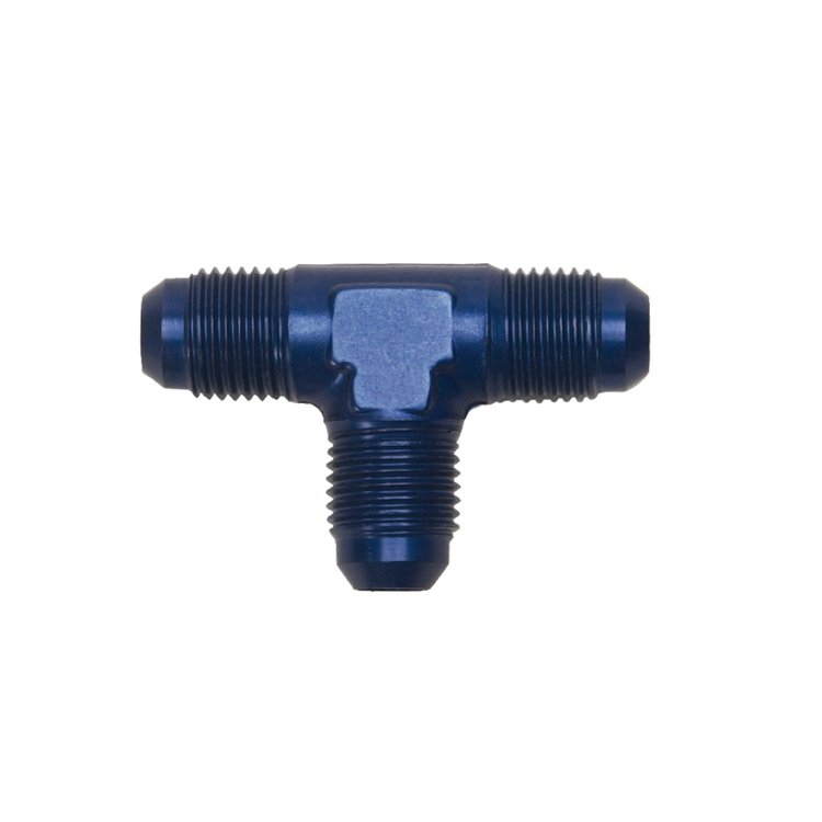 Flare To Flare T Fitting Flare-to-Flare Fitting -6AN -6AN -6AN, Anodized Blue