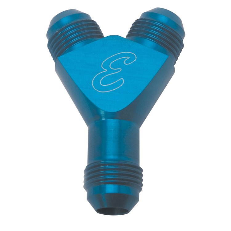 Nitrous Filter Fittings 6AN Flare-To-Flare Y Fitting, Anodized Blue