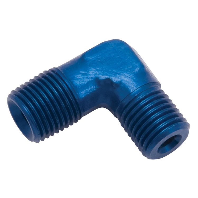 Male Pipe Nipple 1/8" NPT x 1/8" NPT 90°, Anodized Blue