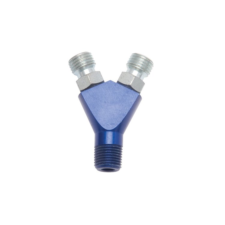 Flare Jet Adapter Y Fitting 1/8" NPT, Anodized Blue