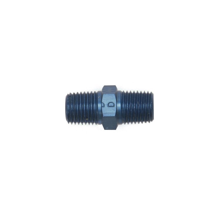 Pipe Nipple 1/4" NPT x 1/4" NPT, Anodized Blue