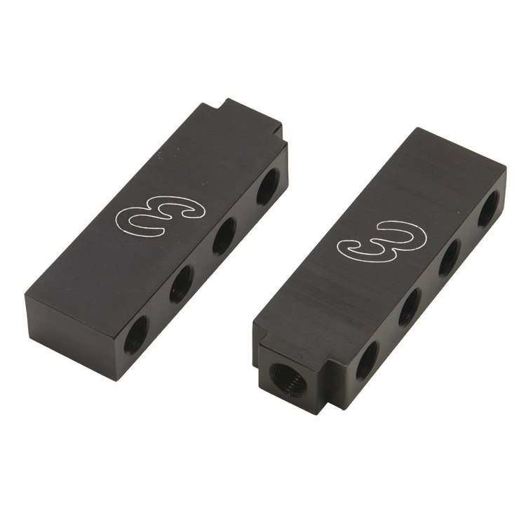 Nitrous Distribution Block Billet Aluminum Anodized Black with One-Inlet and Eight-Outlets