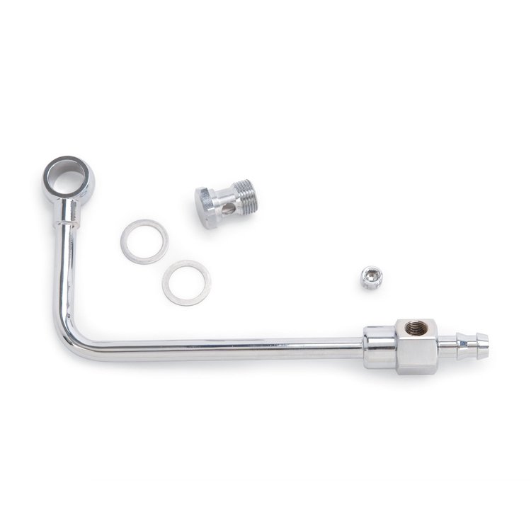 8126 Chrome Steel Fuel Line, 3/8 in. Barb-End Inlet for Performer & Thunder Series AVS Carburetors