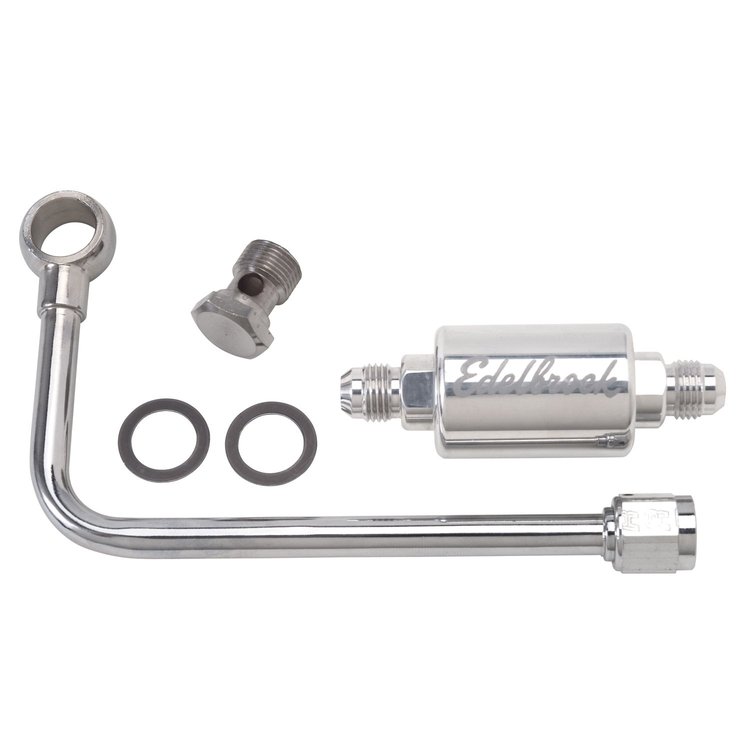 Performer & Thunder Series Carburetor Chrome Fuel Line with Polished 6AN Fuel Filter