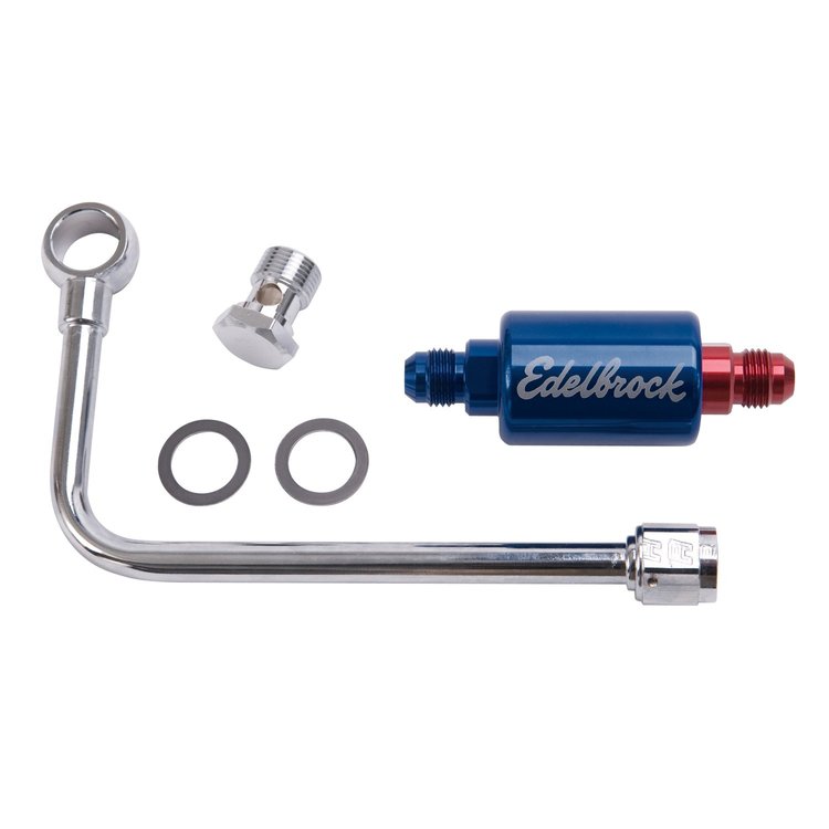 Performer & Thunder Series Carburetor Chrome Fuel Line with Blue 6AN Fuel Filter