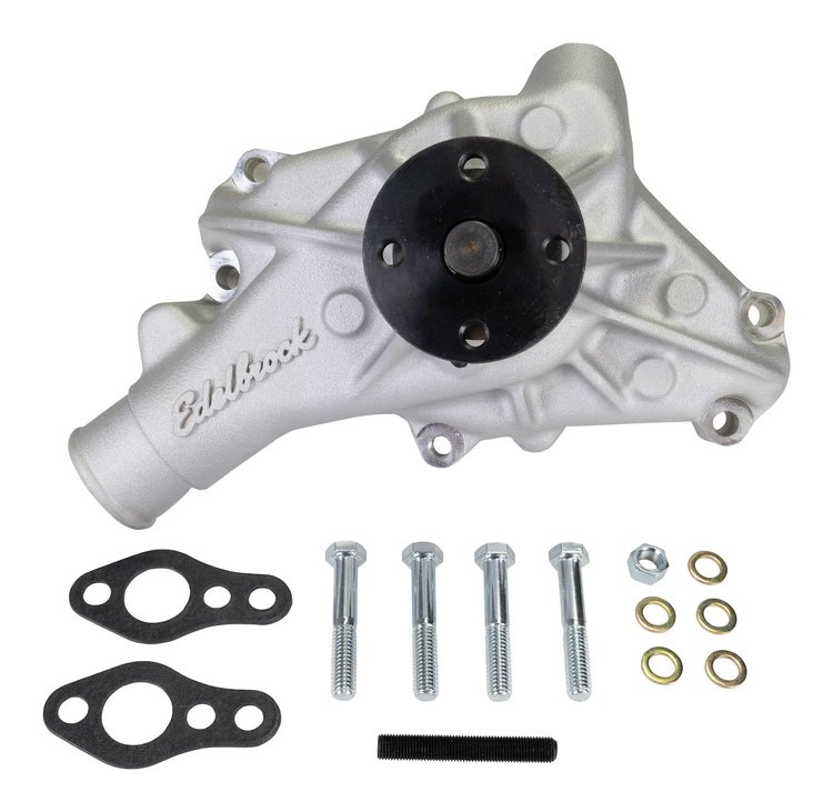88810 Aluminum Water Pump for Small Block Chevy, Long, Reverse Rotation [Satin]
