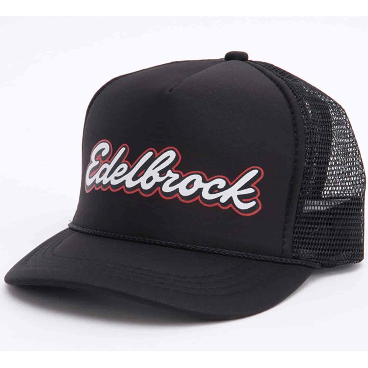 Mesh Trucker Hat in Black with Edelbrock Script