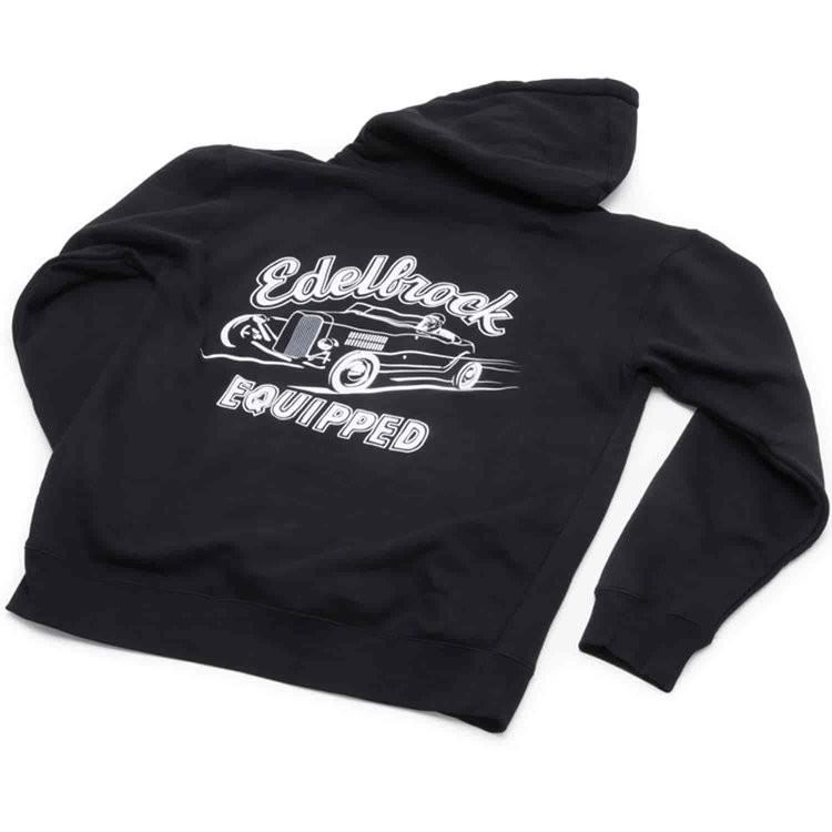 Black Hoodie with Edelbrock Equipped Logo in Small