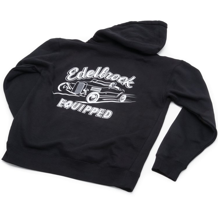 Black Hoodie with Edelbrock Equipped Logo in Large