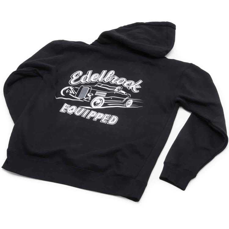 Black Hoodie with Edelbrock Equipped Logo in XL