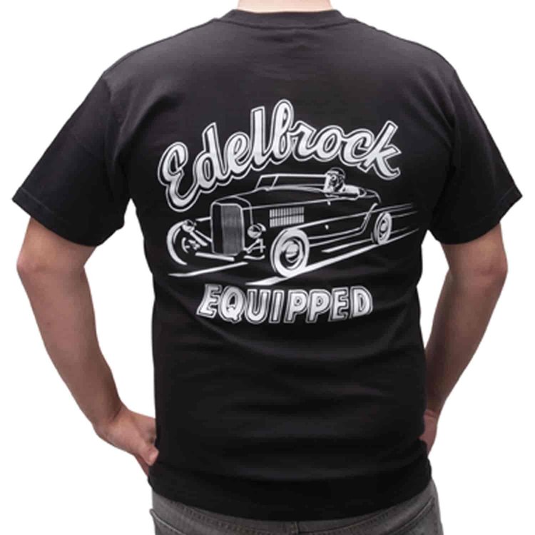 Men's Edelbrock Equipped Black Tee in XL