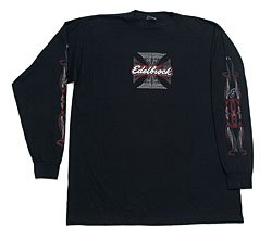 Maltese Cross Design Long Sleeeve T-Shirt Pinstiped cross
