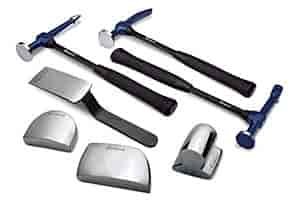 7-Piece Pro Hammer and Dolly Kit Includes: 3 Fiberglass Handled Hammers