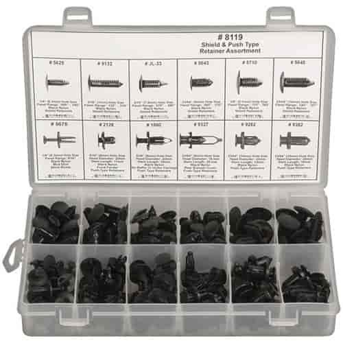Universal Black Nylon Retainers 12 SKUs 192 pcs