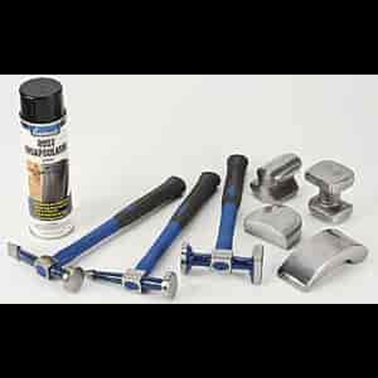 7 Piece Pro Hammer and Dolly Kit Includes: 3 Fiberglass Handled Hammers