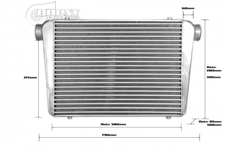 1101604510 Competition Intercooler, 600 x 450 x 100 mm (24 in. x 18 in. x 4 in.), 76 mm (3 in.) I/O O.D.