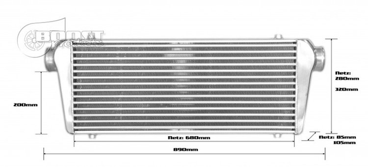 1101703010 Competition Intercooler, 700 x 300 x 100 mm (28 in. x 12 in. x 4 in.), 76 mm (3 in.) I/O O.D.