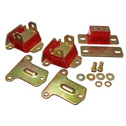 Polyurethane Engine & Transmission Mount Set, Zinc-plated Hardware, Red