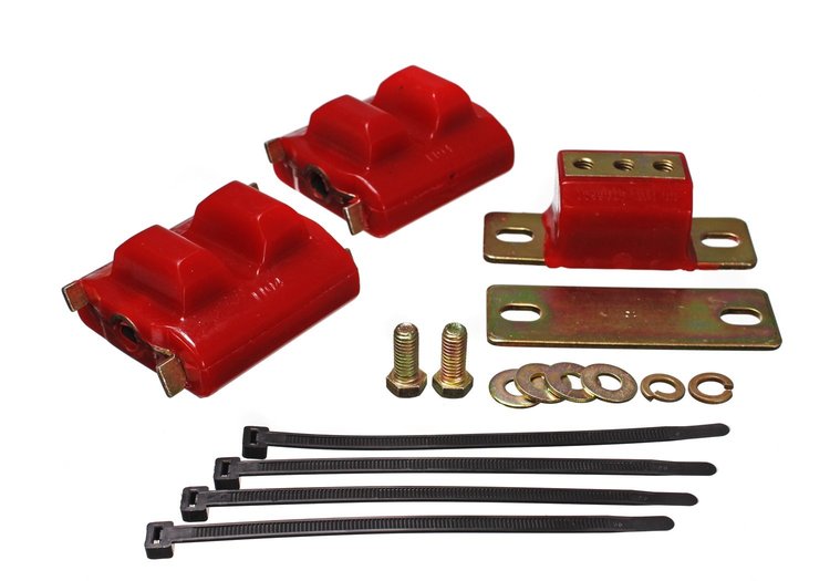 Polyurethane Motor and Transmission Mount Set, Complete with Zinc Hardware [Red]