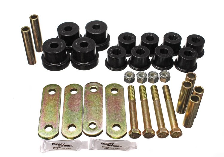 Polyurethane Leaf Spring Shackle Kit, Zinc Hardware, Black