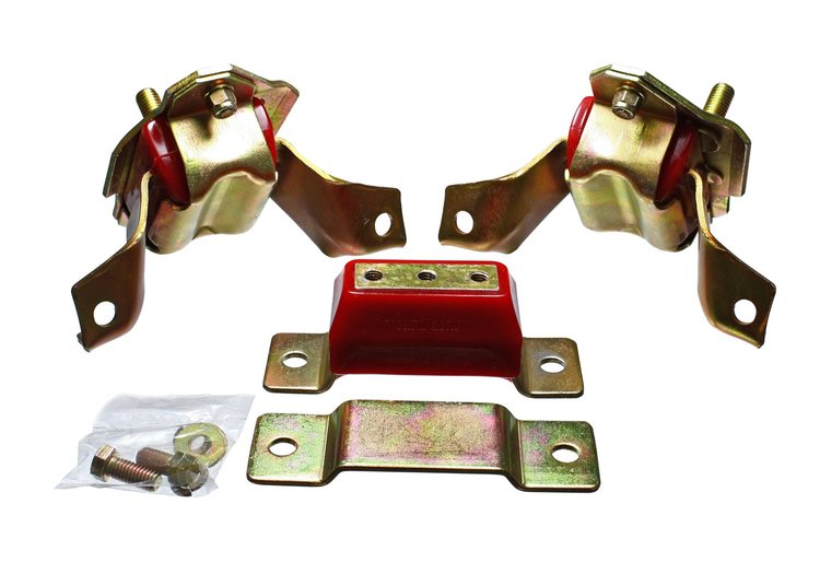 Polyurethane Motor and Transmission Mount, Zinc Hardware, Red