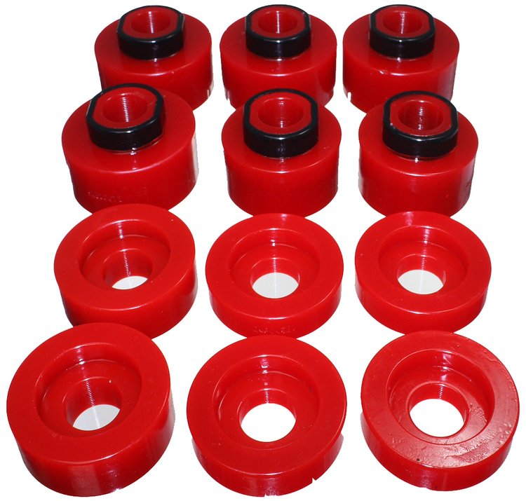 Body Mount Bushing Set 2008-2016 Ford F-Series Super Duty Truck 2/4WD Standard/Super Cab - Red Bushings